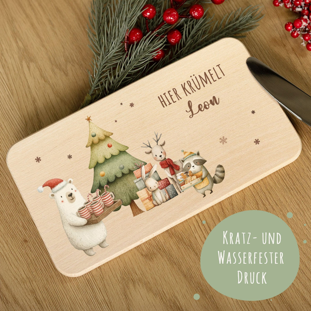 Frühstücksbrettchen zu Weihnachten - Festvorbereitung - personalisiert mit Name