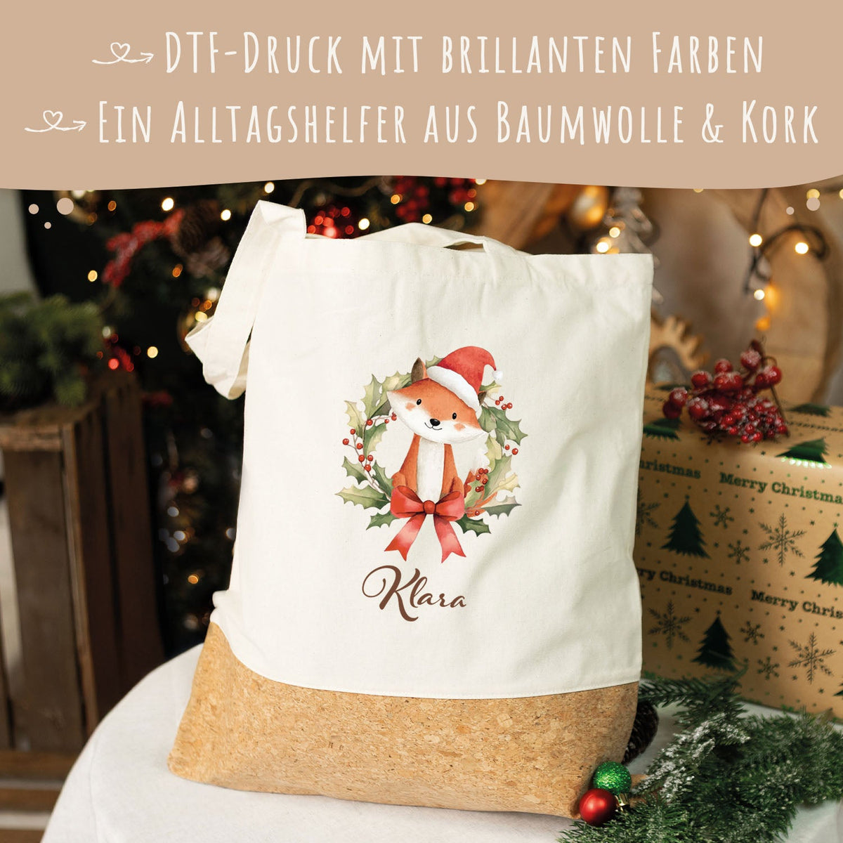 Einkaufstasche Kork - Kranztiere