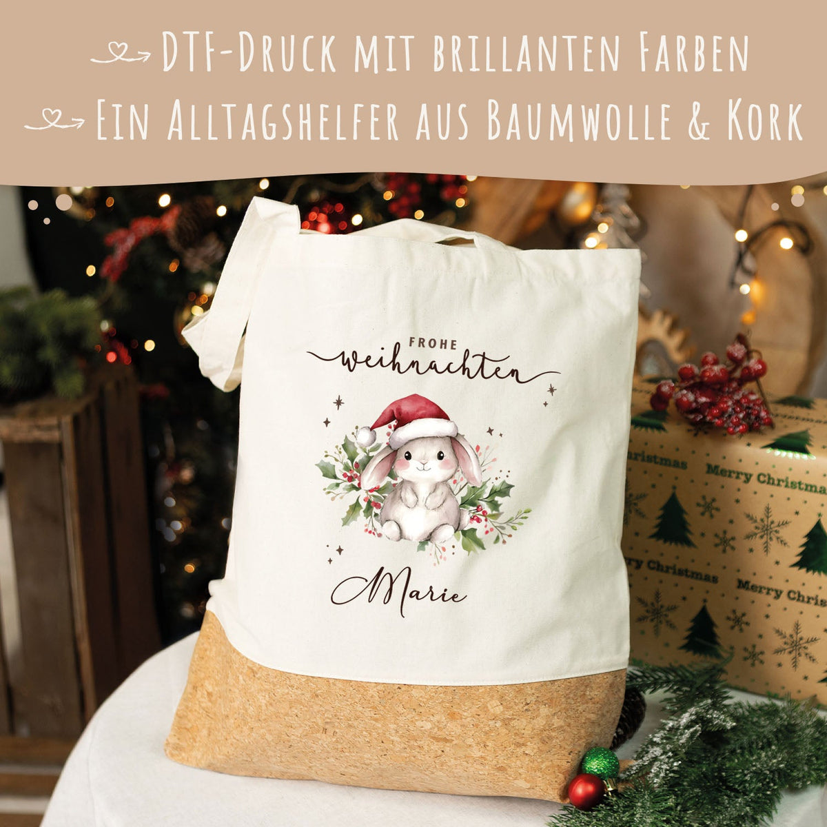Einkaufstasche Kork - Wintergrün