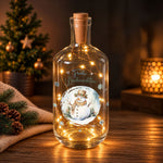 Flaschenlicht mit LED-Lichterkette und UV Druck - Schneemann Design - Weihnachtsdekoration