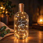 Flaschenlicht mit LED-Lichterkette und Gravur "Wedding"
