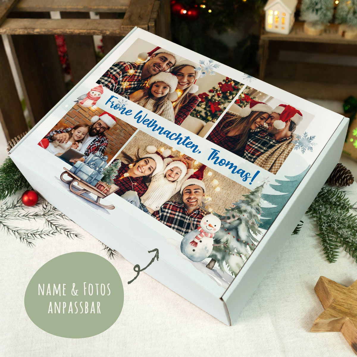 Personalisierte DIY Geschenkbox mit 4 Fotos & Wunschtext