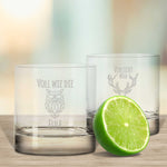 2er Set Montana GIN-Gläser "Voll wie die Eule + Vorsicht Wild!"