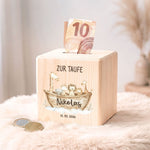 Spardose aus Holz zur Taufe - Arche