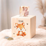 Spardose aus Holz - Tiere Kinder