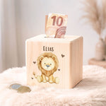 Spardose aus Holz - Tiere Kinder