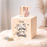 Spardose aus Holz - Tiere Kinder