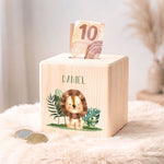 Spardose aus Holz - Tiergruppe Safari