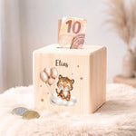 Spardose aus Holz - Wolken