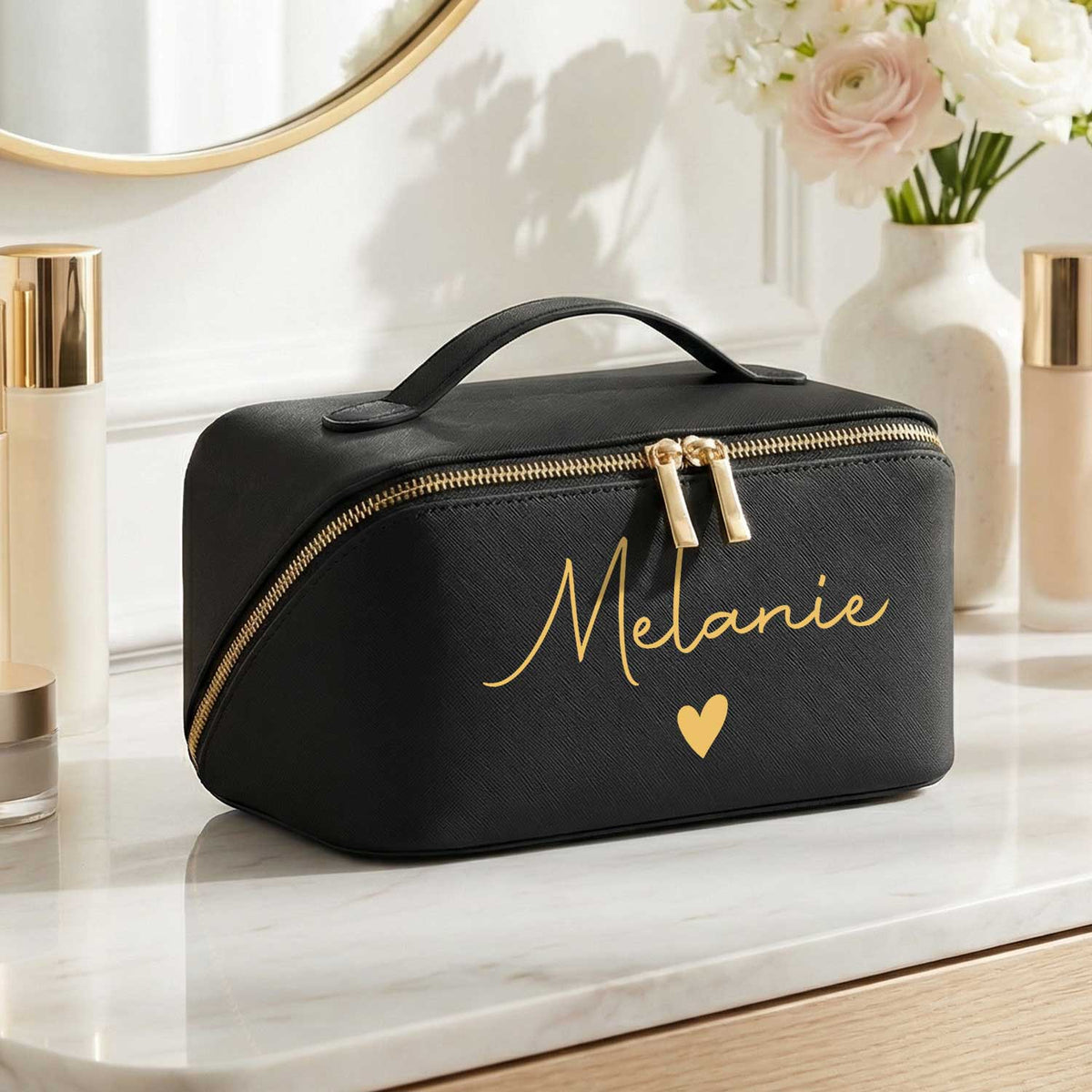 Personalisierte eckige Kosmetiktasche mit Name für Kosmetik & MakeUp