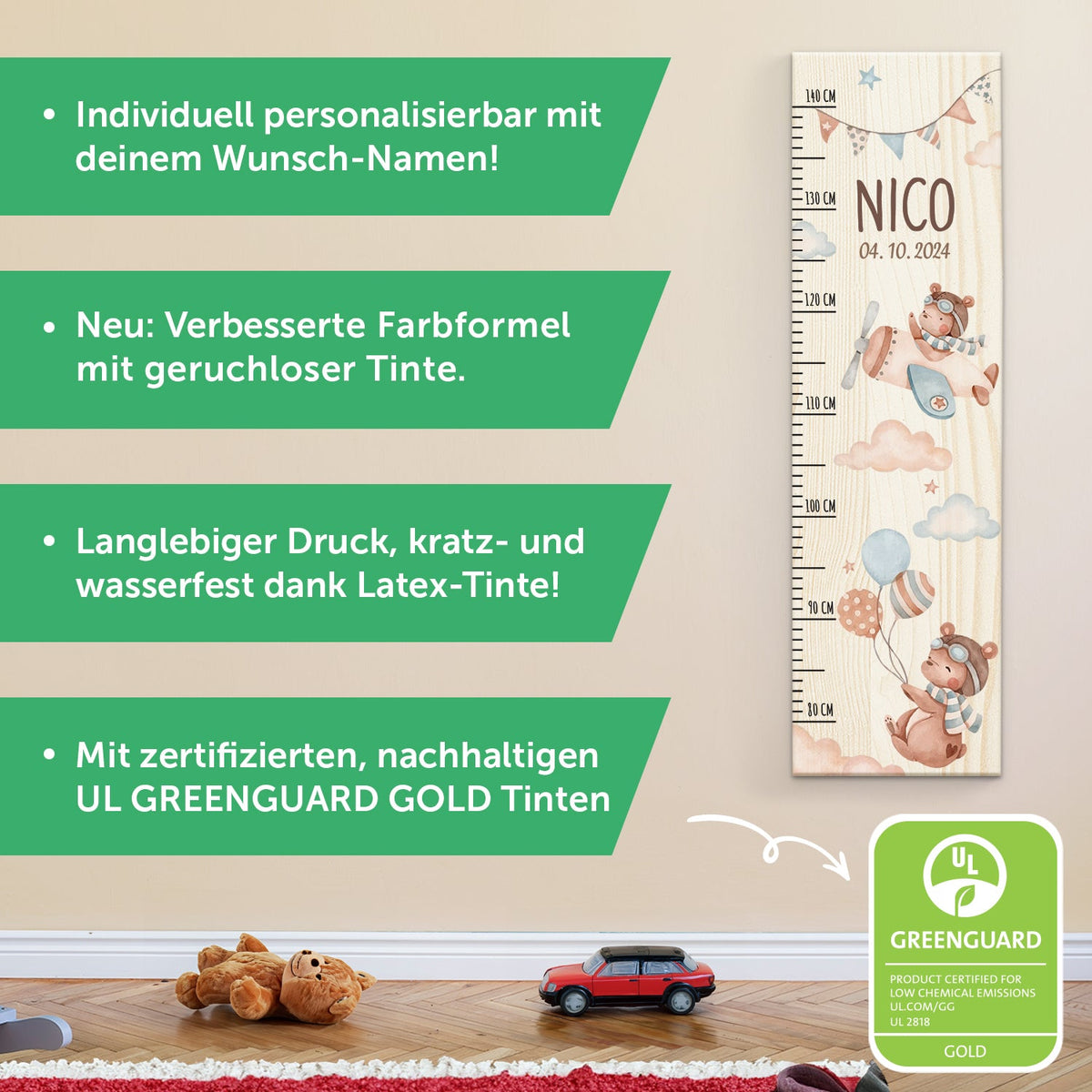 Messlatte mit Namen für Kinder im Pilot Design
