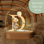 Kinder LED Nachtlicht mit Sockel aus Holz - "Initial Tiere"