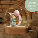 Kinder LED Nachtlicht mit Sockel aus Holz - "Initial Tiere"