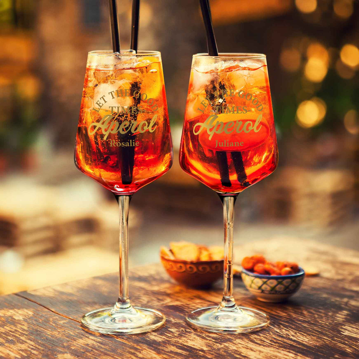 Stölzle Lausitz Weinglas mit UV-Druck - "Let the good times Aperol" mit Namen