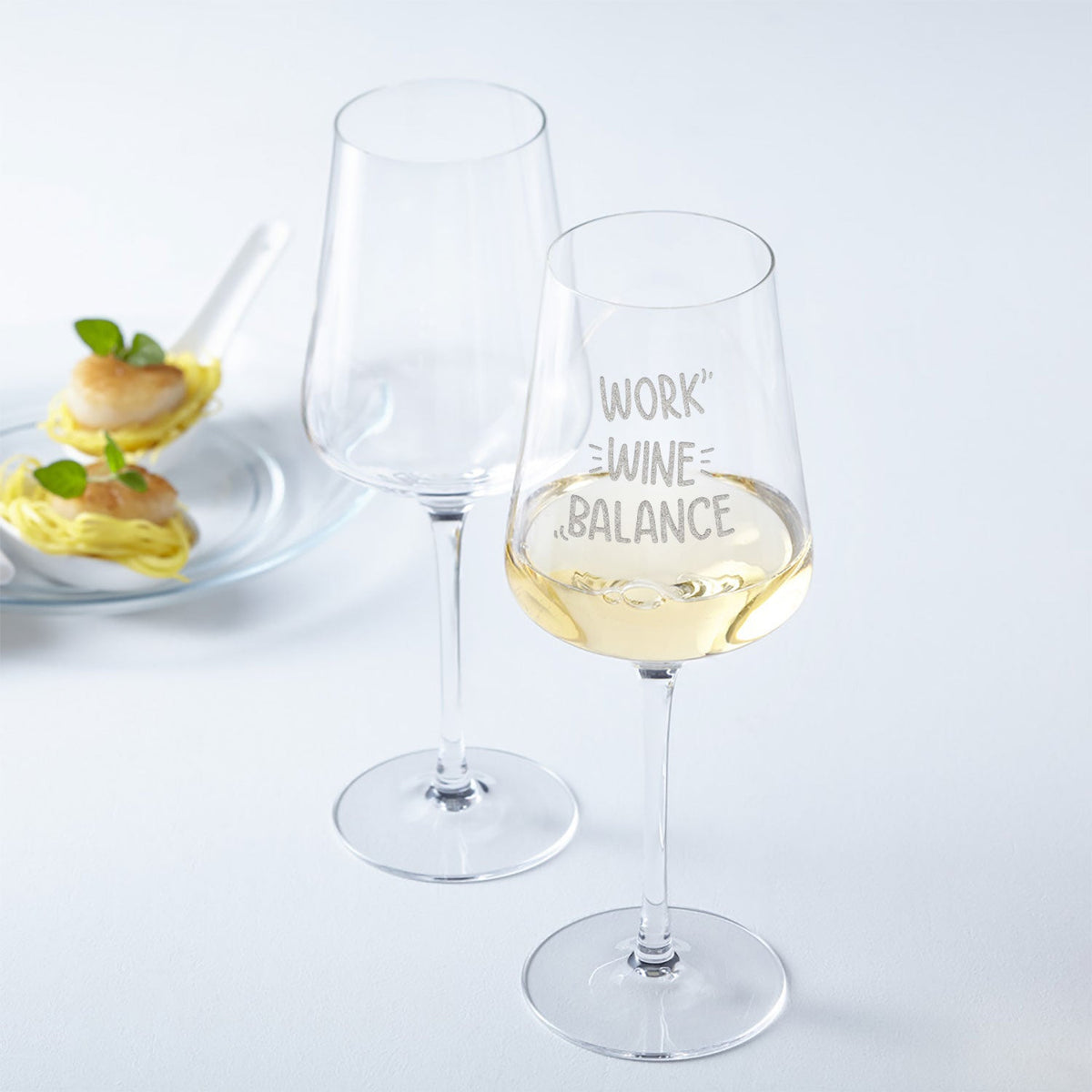 Stölzle Lausitz Weinglas mit Gravur "Work Wine Balance" Design