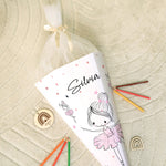 Bedruckte Schultüte mit Namen - Ballerina