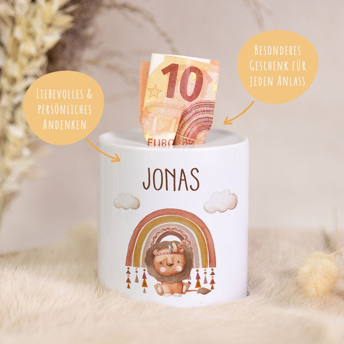 Spardose aus Keramik - Boho