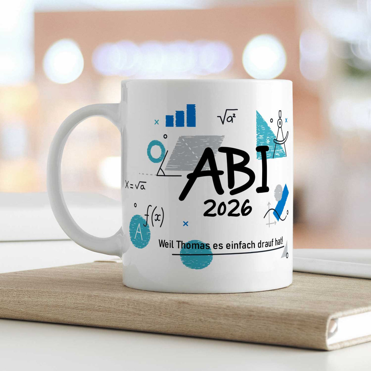 Bedruckte Tasse mit Spruch - Abi - Personalisiert mit Namen