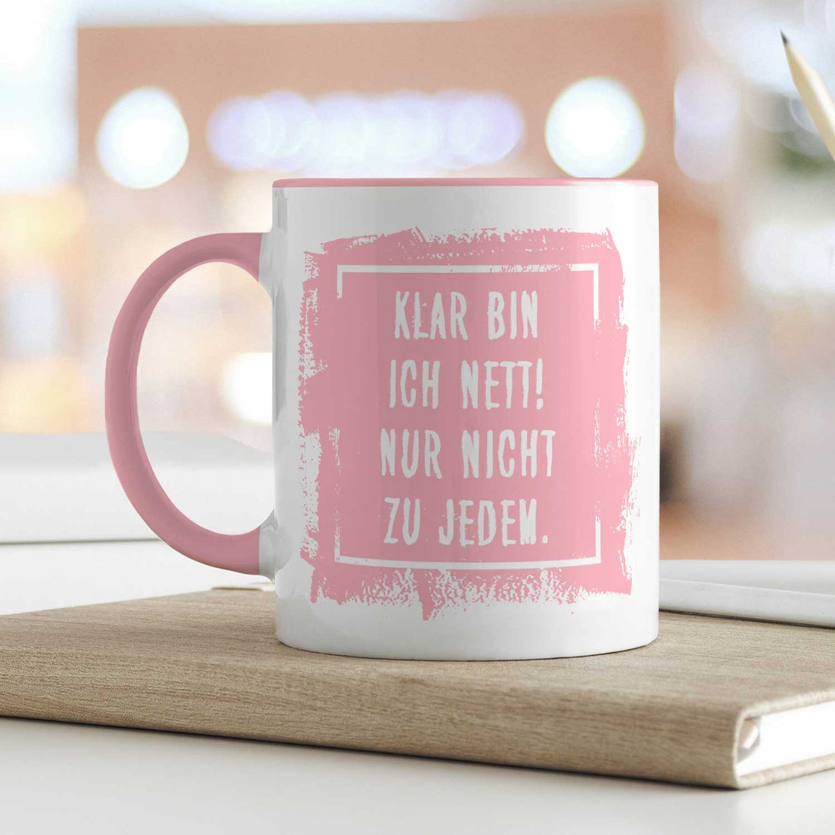 Bedruckte Tasse mit Spruch - "Klar bin ich nett"