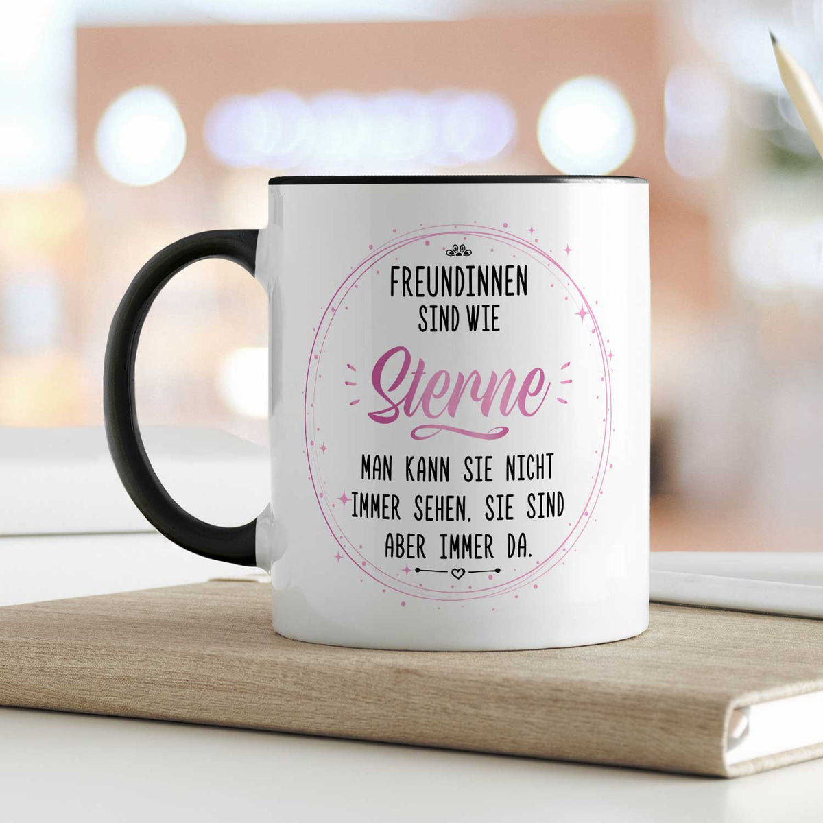 Bedruckte Tasse mit Spruch Freundinnen sind wie Sterne