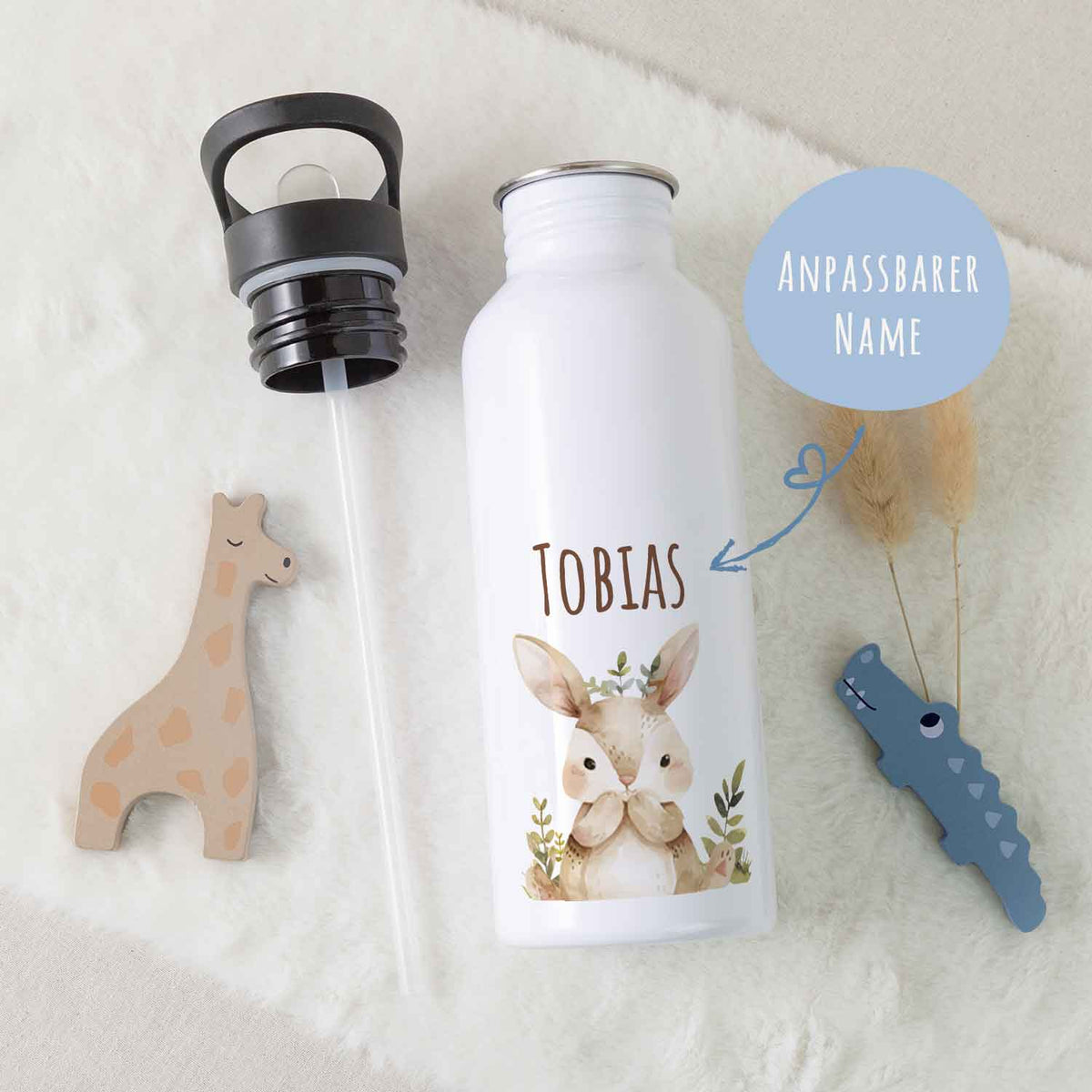 Bedruckte Trinkflasche aus Edelstahl - Waldfreunde V2