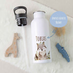 Bedruckte Trinkflasche aus Edelstahl - Waldfreunde V2