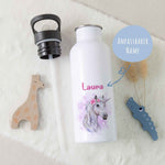 Bedruckte Trinkflasche aus Edelstahl - Einhorn
