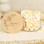 Graviertes Vorratsglas mit Holzdeckel - Rose