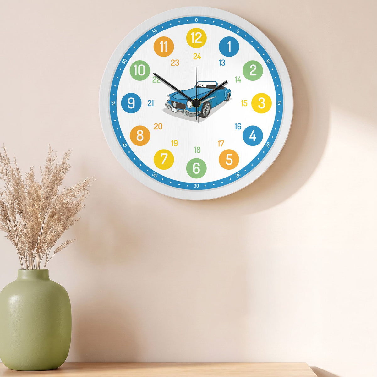 Wanduhr Kinder Auto - mit UV Druck