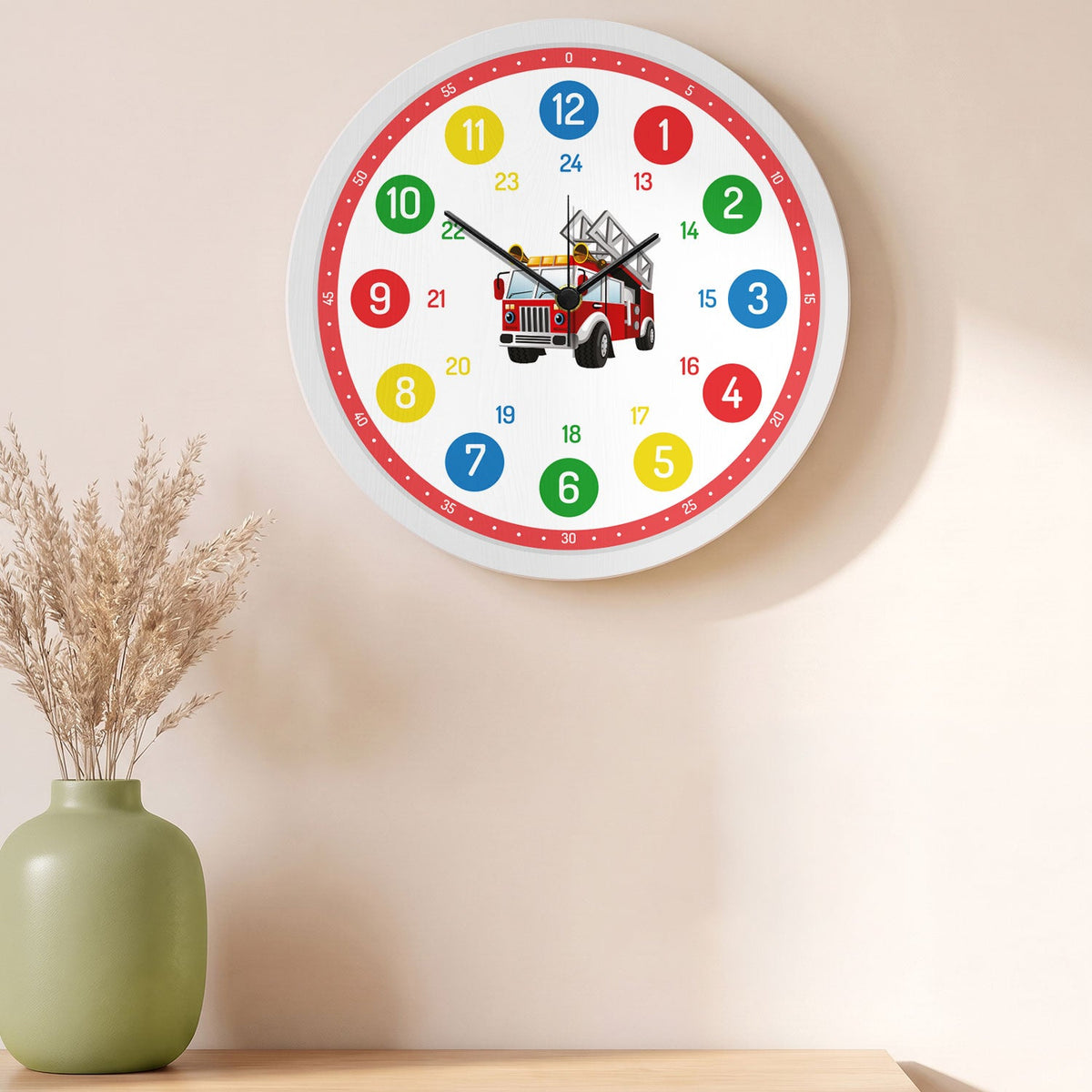 Wanduhr Kinder Feuerwehr - mit UV Druck
