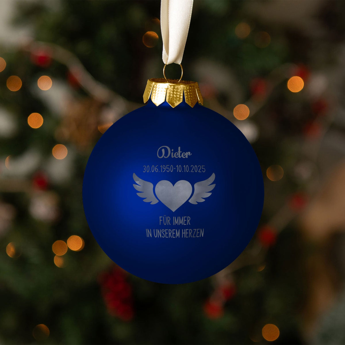 Gravierte Weihnachtskugel - Flügelherz