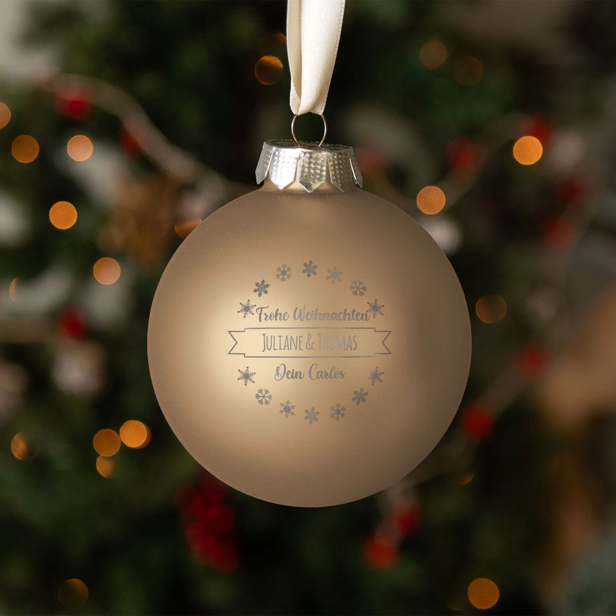 Gravierte Weihnachtskugel mit Wunschtext