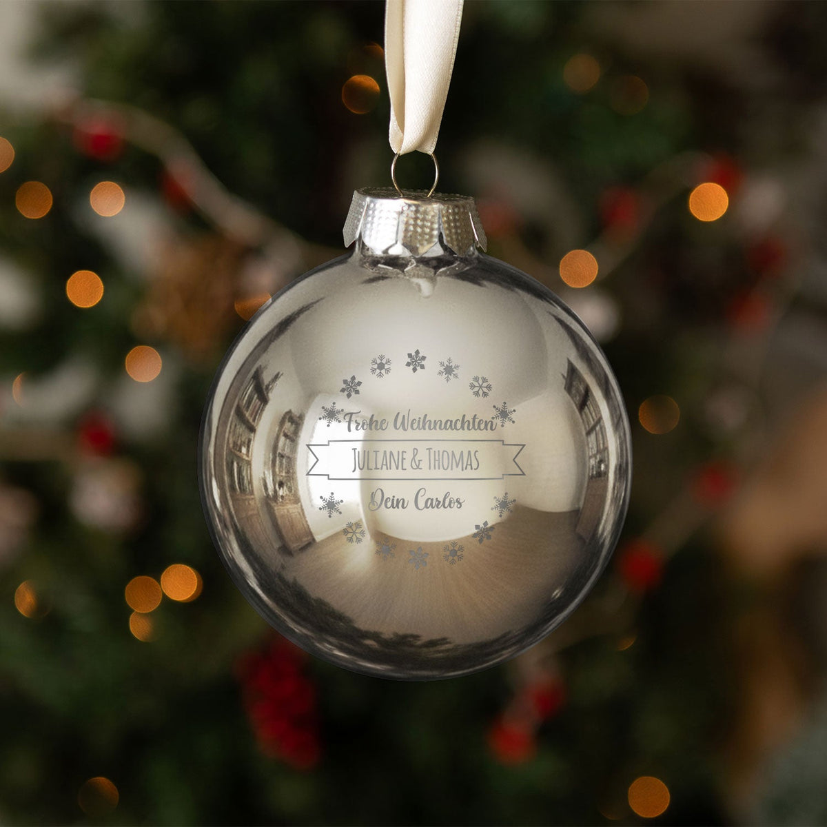 Gravierte Weihnachtskugel mit Wunschtext