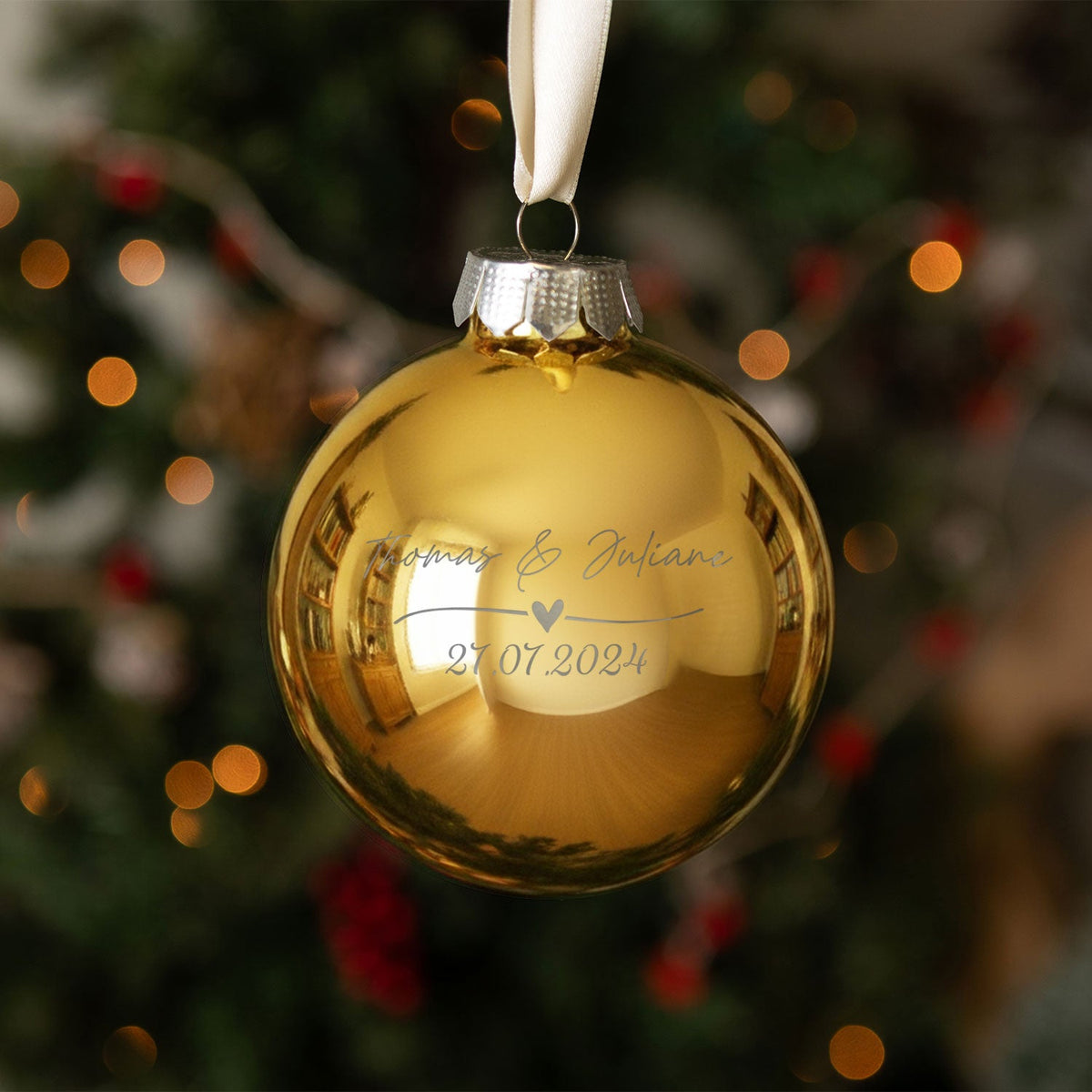 Gravierte Weihnachtskugel - Wedding Love