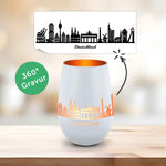 Deko Windlicht aus Glas mit Gravur - Skyline Deutschland