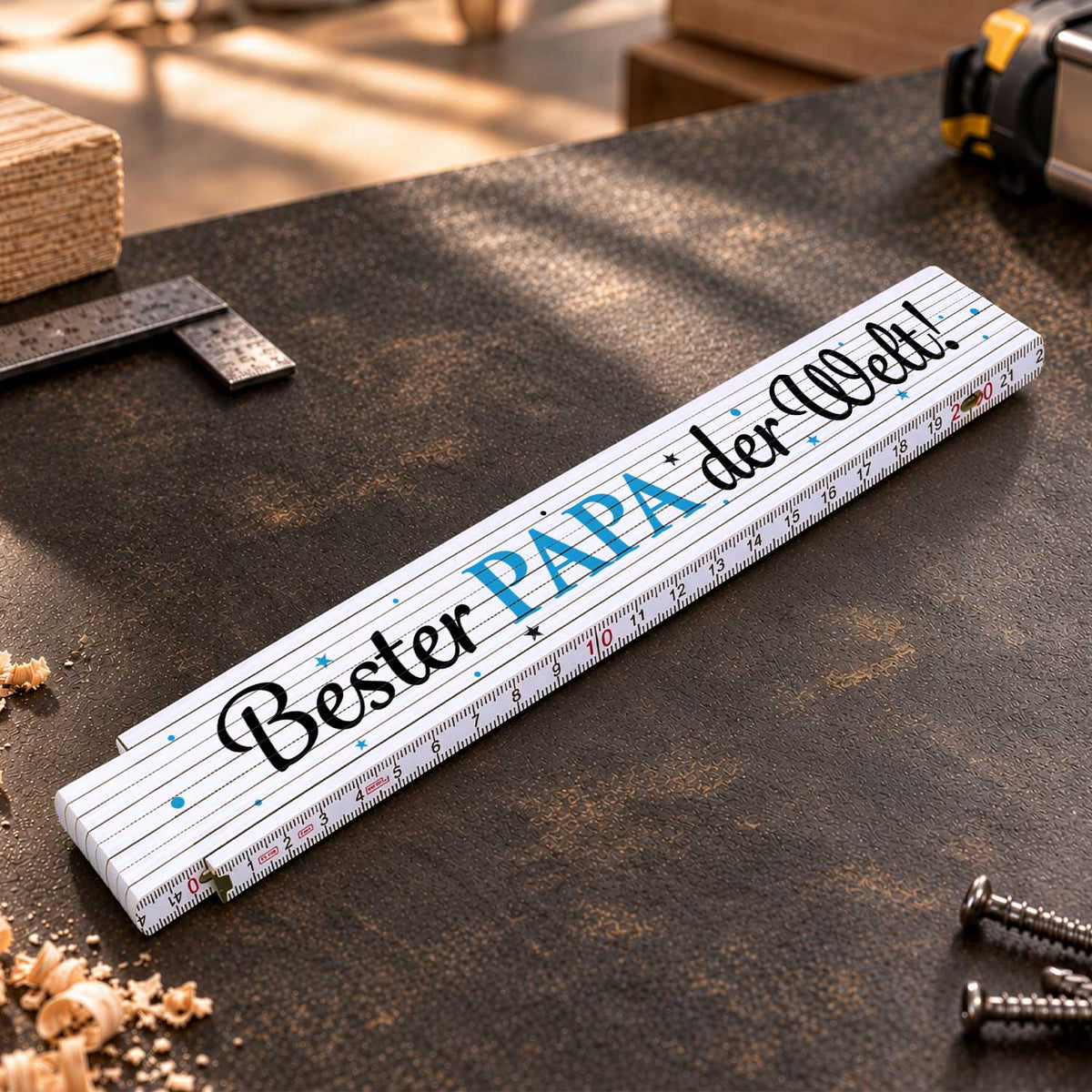 Zollstock 2 Meter - Bester Papa, Opa oder Onkel der Welt