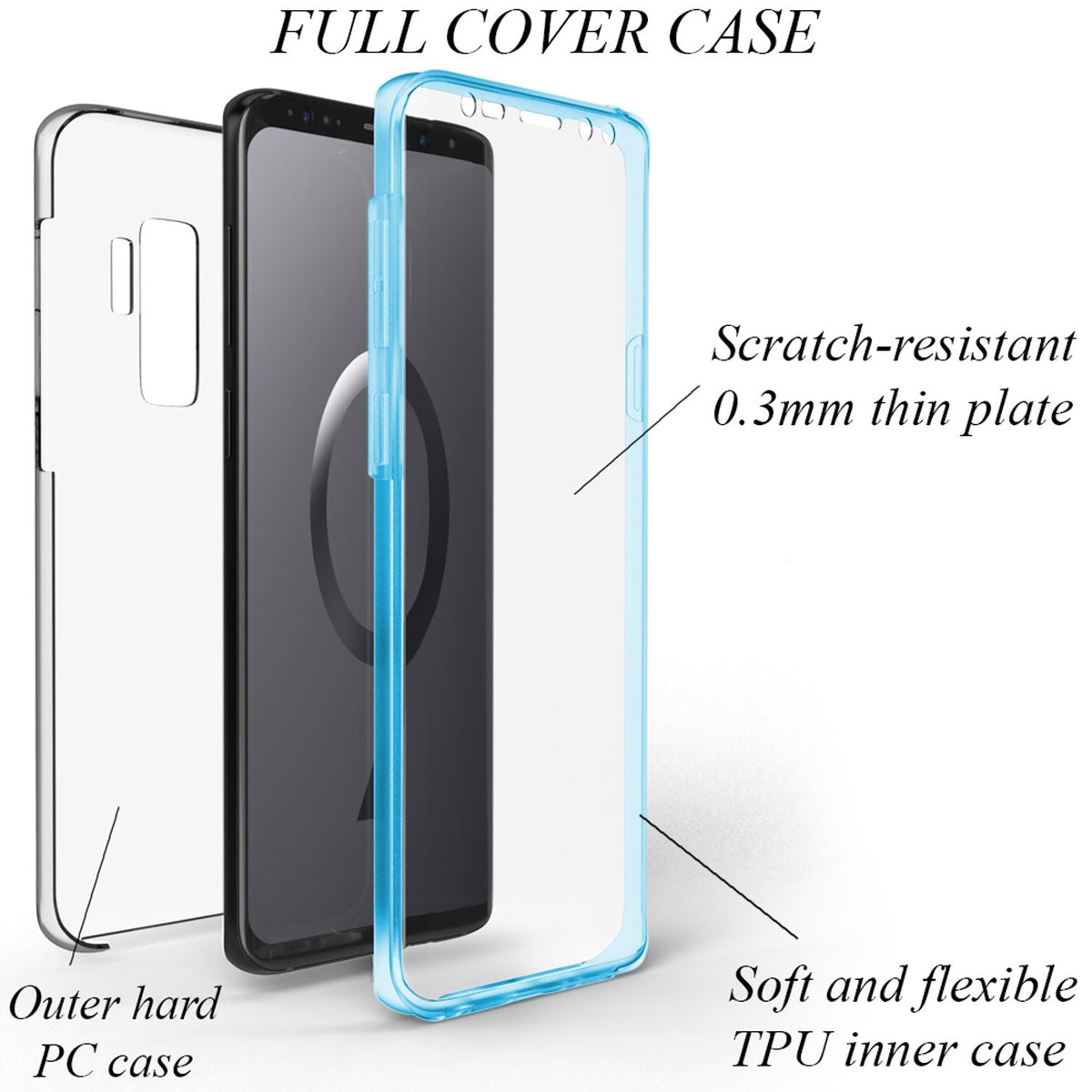 NALIA 360° Hülle für Samsung Galaxy S9 Plus – Vorne & Hinten Schutz – 360GUARD (Full-Body Case) – Marke aus Berlin