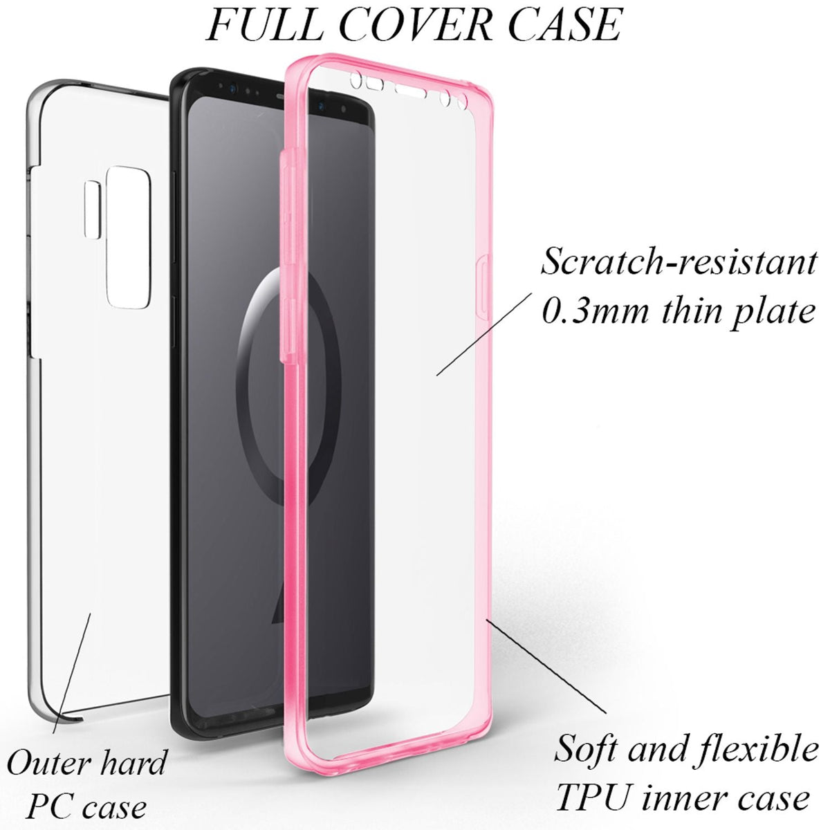 NALIA 360° Hülle für Samsung Galaxy S9 Plus – Vorne & Hinten Schutz – 360GUARD (Full-Body Case) – Marke aus Berlin