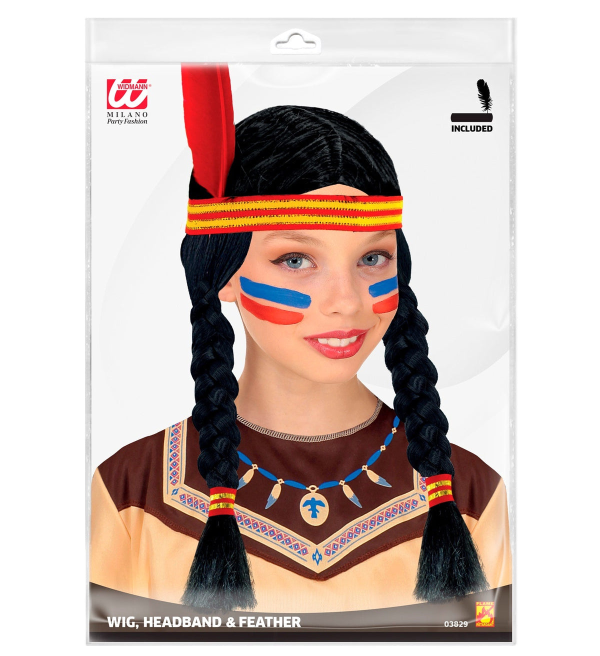 Perücke Kinder "Indianerin mit Stirnband" | Schwarz