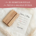 Personalisierter Kalender auf Acrylglas - Geschenk mit Namen & Datum