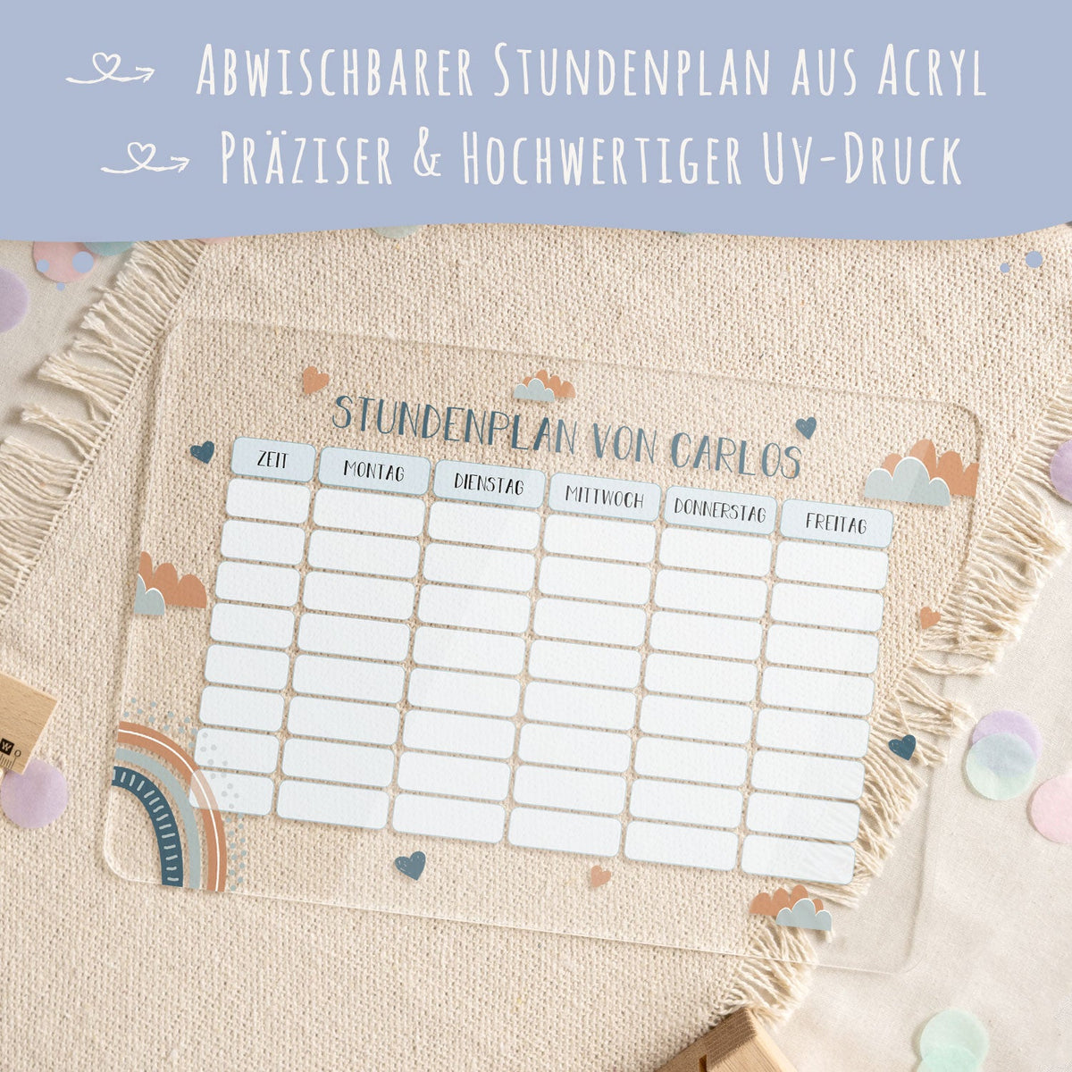Personalisierter Stundenplan - Regenbogen mit Namen