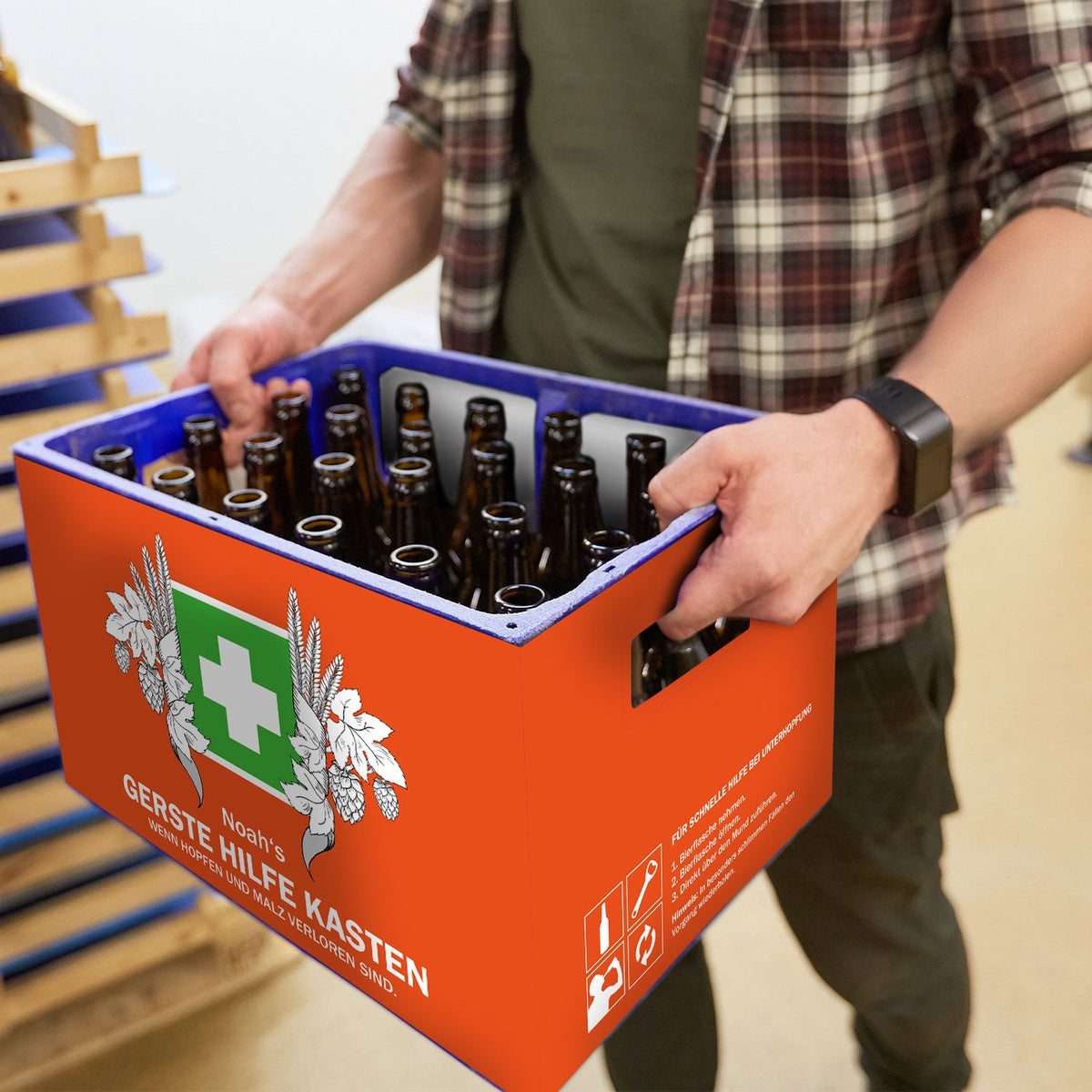 DIY Bierkasten Banderole mit 24 Deckelaufklebern - Gerste Hilfe