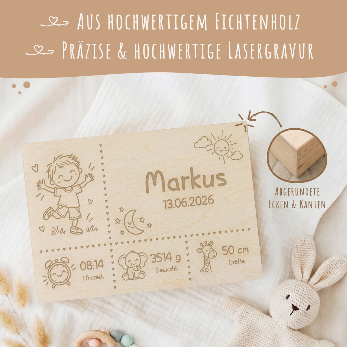 Erinnerungskiste mit Gravur für Babys