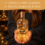 Flaschenlicht mit LED-Lichterkette und UV Druck - Goldenes Geschenk Design - Weihnachtsdekoration