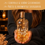 Flaschenlicht mit LED-Lichterkette und Gravur "I love you"