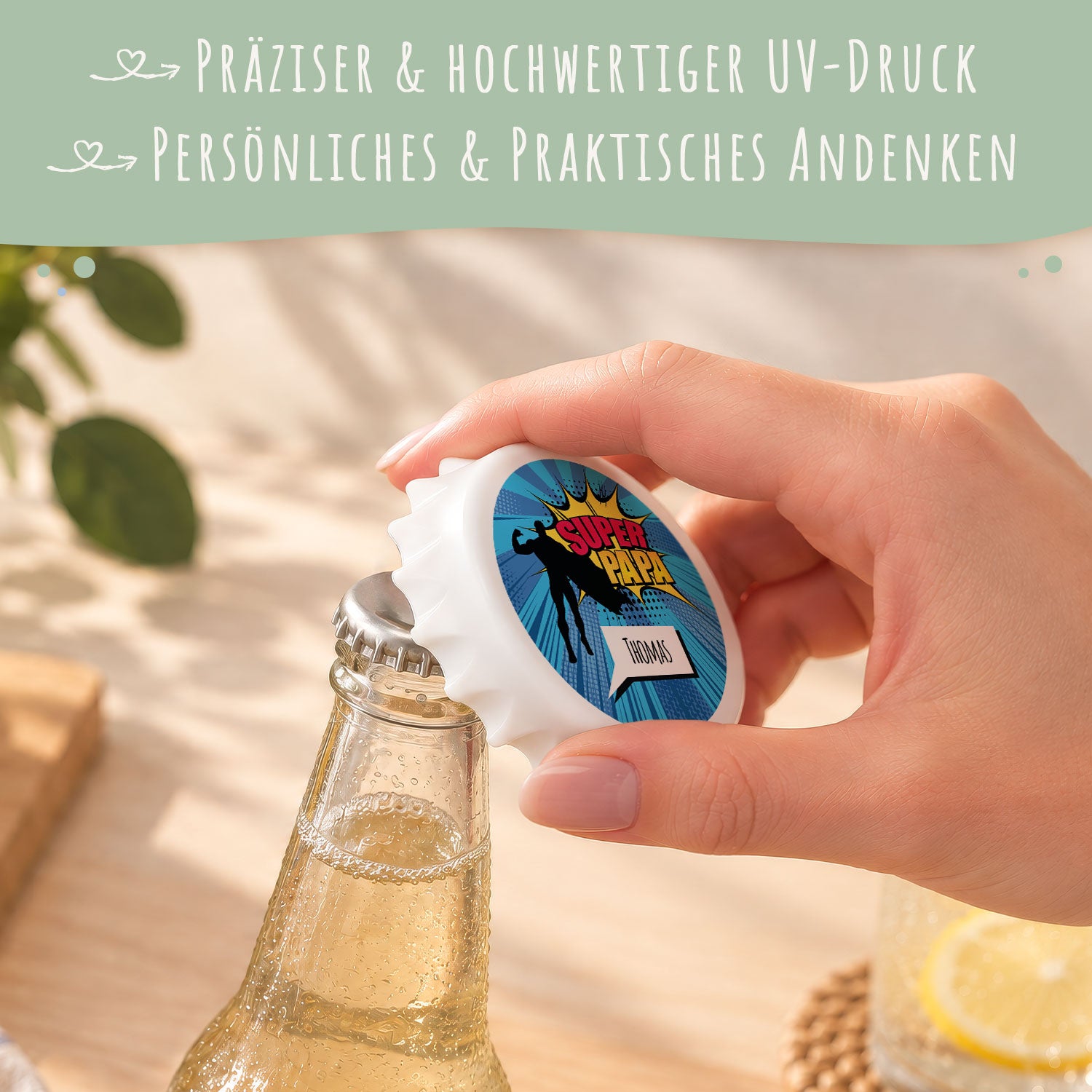 Flaschenöffner mit UV Druck - Superhelden Design