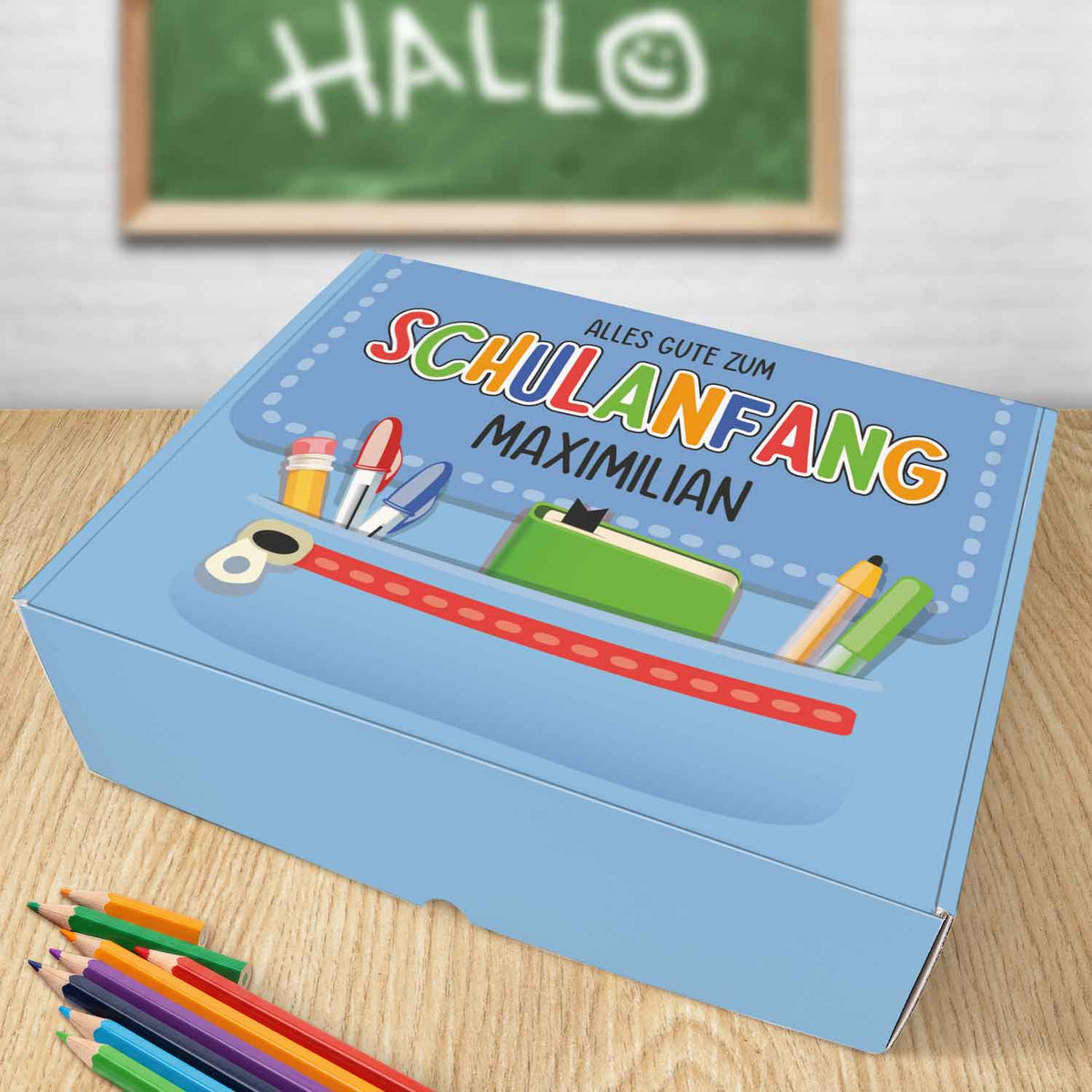 Personalisierte Geschenkbox - Schulranzen - Einschulung