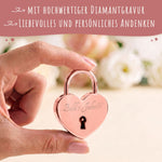 Herzschloss in Rosegold mit Gravur