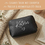 Personalisierte Leder Kosmetiktasche mit Name für Kosmetik & MakeUp Namma Markt