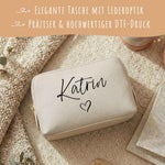 Personalisierte Leder Kosmetiktasche mit Name für Kosmetik & MakeUp Namma Markt